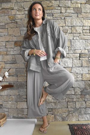 Hippie Shake Linen Blend Shirt Jacket Washed Earth
